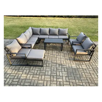 Fimous Aluminium Garden Furniture Set Outdoor Indoor Lounge Corner Sofa Pcs Chair Oblong Coffee 