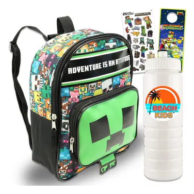 Minecraft Mini Backpack for Boys - Bundle with 11"" Minecraft Backpack for School Plus Stickers 