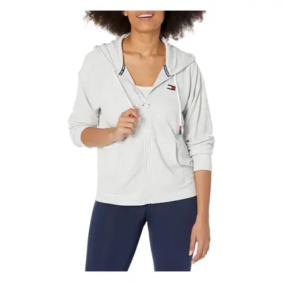 Tommy Hilfiger Women's Performance Zip Hoodie White Stone Heather Me