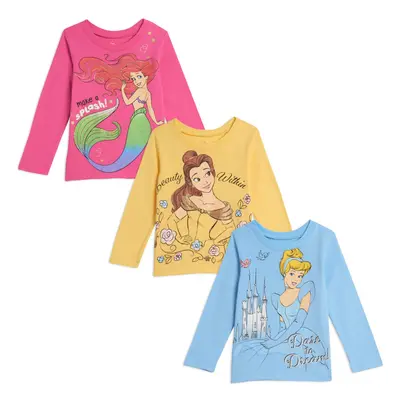 Disney Princess Cinderella Belle Ariel Little Girls Pack T-Shirts Mu