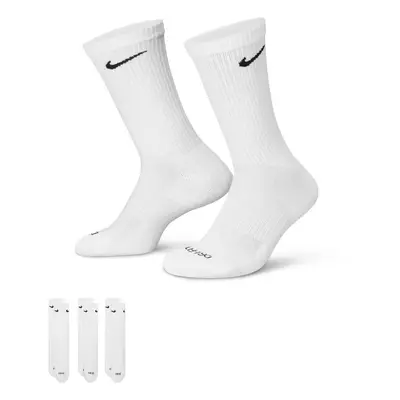 NIKE Dri-Fit Classic Cushioned Crew Socks PAIR White with Black Swoo