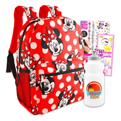 Disney Minnie Mouse Large Travel Backpack For Girls Set - Bundle with Polka Dot Minnie Travel Ba