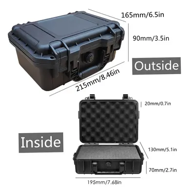 (215x165x95mm) Waterproof Hard Carry Case Bag Tool Box with Sponge Storage Box Safety Protector 