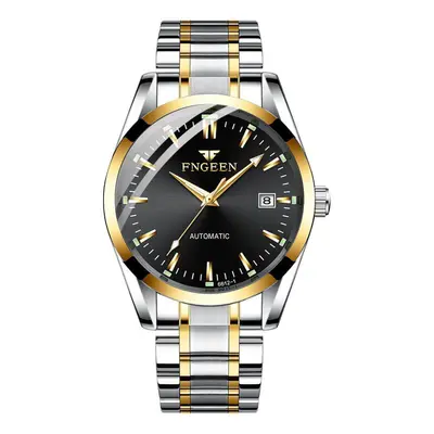 (gold,black) Mens Top Brand Luxury Luminous Waterproof Stainless Steel Automatic Mechanical Wris