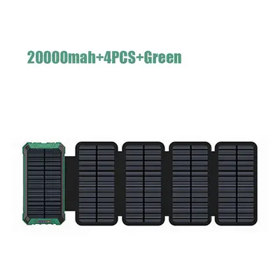 (20000mah-4PCS-Gr) Portable Solar Panel Power Bank 20000mAh 12V 5V Usb Portable Solar Cell Solar