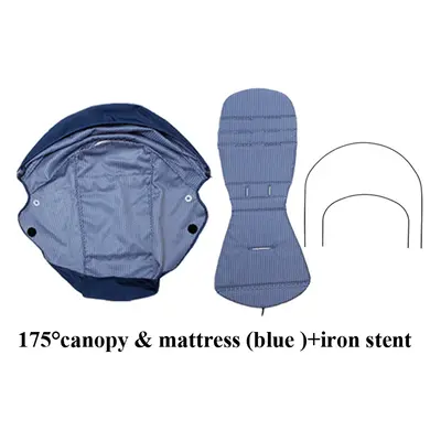 (blue and iron stent) Stroller Hood&Seat Liner For Babyzen Yoyo Canopy Cover Cushion Fit YOYO2/Y