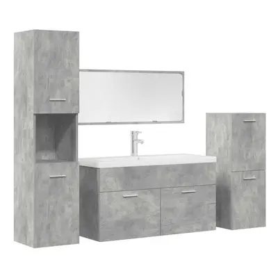 (concrete grey, x 38.5 x cm) vidaXL Piece Bathroom Furniture Set Sonoma Oak Engineered Wood