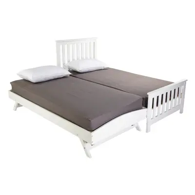 (White) Oxford 3FT Bed Frame with Trundle & Mattresses