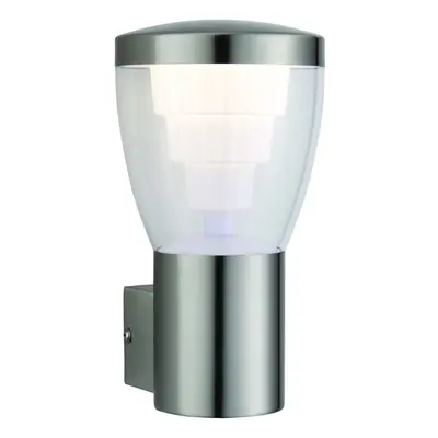 IP44 Outdoor Wall Light Brushed Stainless Steel & Clear Shade 10W Cool White LED