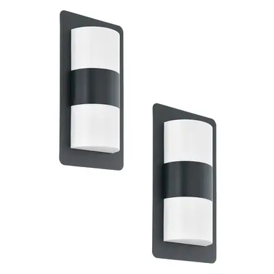 2 PACK IP44 Outdoor Wall Light Anthracite Zinc Plated Steel 2x 10W E27