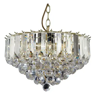 3 Light Chandelier Pendant BRASS & CLEAR Shade Hanging Ceiling Feature Lamp Bulb