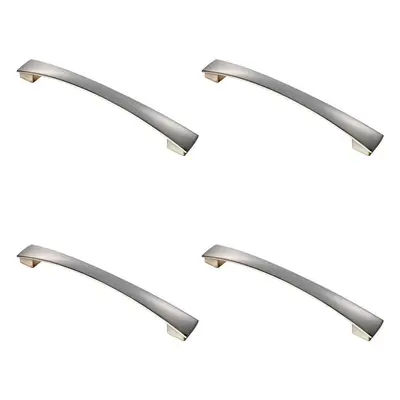 4x Curved Bow Pull Handle 218.5 x 26mm 192mm Fixing Centres Satin Nickel