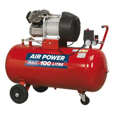 100L Direct Drive Air Compressor - V-Twin Pump - hp Heavy Duty Induction Motor