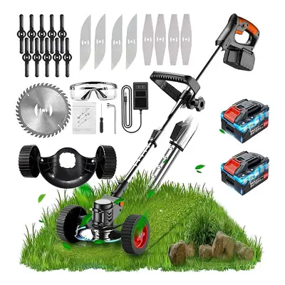 Metal Blade Cordless Strimmer 21v Grass Trimmers With Wheels