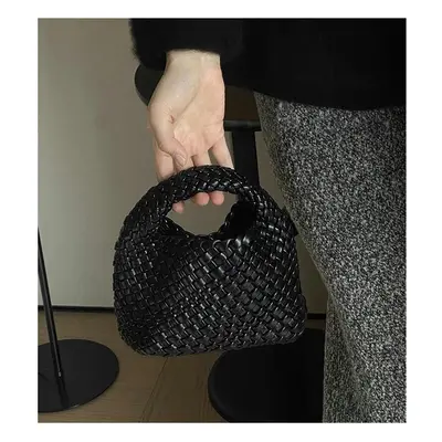 (Black+pocket+chain) Pure Handmade Woven Small Titt Bag Handbag Female New High -End Mini Chain 