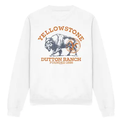 (XXL, White) Yellowstone Unisex Adult Dutton Ranch Buffalo Sweatshirt