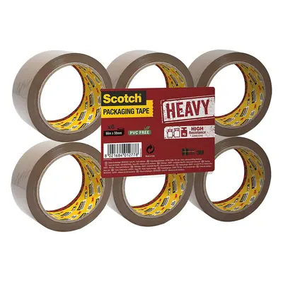 Scotch Heavy Duty Packaging Tape, 66m x 50mm, Brown, Rolls, Suitable for Rough Handling and Ship