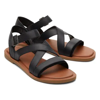 (Black, (Adults')) TOMS Sloane 100% Cow Women's Black Sandals