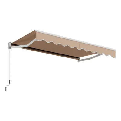 Retractable Awning Aluminum Patio Sun Shade w/ Crank Handle-Beige