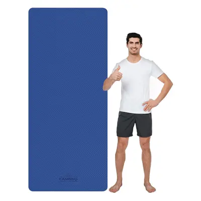 (Blue) Yoga Mat Extra Long Wide, TPE Exercise Mat, x 81cm, Large Non Slip Mat for Workout, Fitne