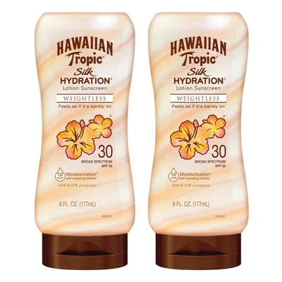 Hawaiian Tropic Weightless Hydration Lotion Sunscreen SPF 6oz Twin Pack | Oil Free Sunscreen Haw