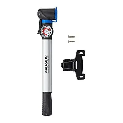 Air Sport Bike Frame Pump with Gauge Fits Schrader and Presta Valve Types Silver