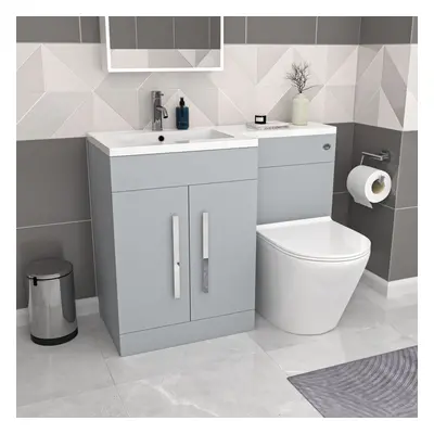 Nes Home Matte Grey 1100mm LH Vanity WC Unit & BTW Toilet Flat Pack