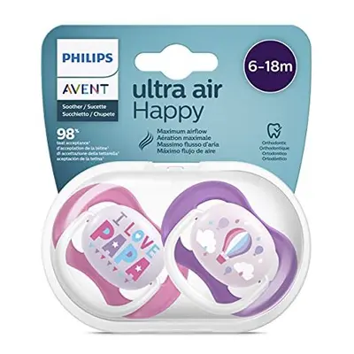 Avent Ultra Air Pacifier, for 6-18m, Orthodontic & BPA-Free, pcs, Including Sterilizer/Carrying 