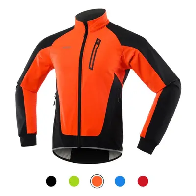 (orange, L) Men Cycling Jacket Waterproof Windproof Thermal Fleece Bike Jersey Mtb Bicycle Ridin