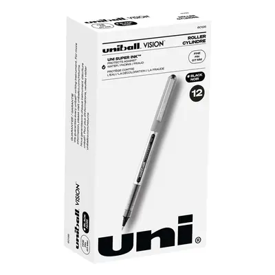 uni-ball Vision Roller Ball Stick Waterproof Pen Black Ink Fine Dozen