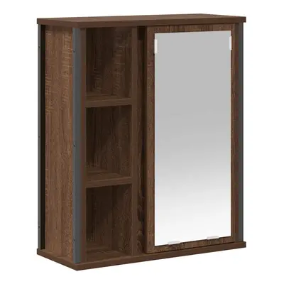 vidaXL Bathroom Wall Cabinet with Mirror Brown Oak 50x21x60 cm