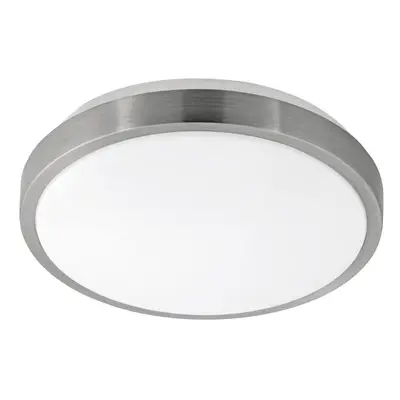 Wall Flush Ceiling Light White Shade White Satined Nickel Plastic Bulb LED 18W