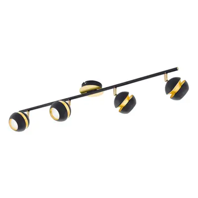 Flush Spot Ceiling Light Colour Black Gold Shade & Back Plate Bulb GU10 4x3.3W