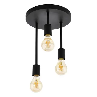 Semi Flush Ceiling Light Black Steel Modern Arm Feature 60W E27 Bulb