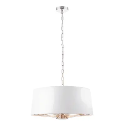 Ceiling Pendant Light Bright Nickel & Vintage White Fabric 3x 40W E14 e10196