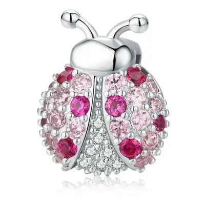 Cute Ladybird Bug Clip Charm With Cubic Zirconia Genuine Sterling Silver Compatible With Pandora