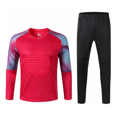 (red, L) Men&apos;s Jersey Set Long Sleeve Goalie Shirt Protective Training Uniform Goalkeeper T