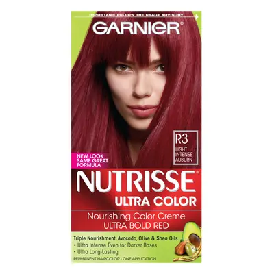 Garnier Nutrisse Ultra Color Nourishing Hair Color Creme, R3 Light Intense Auburn (Packaging May