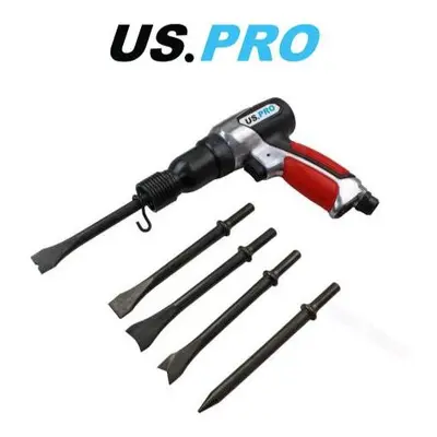 US PRO Tools 190MM Air Hammer Chisel With Ergonomic Grip & Chisels