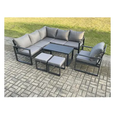 Fimous Aluminium Outdoor Garden Furniture Set Lounge Sofa Oblong Coffee Table Sets with Chair Sm