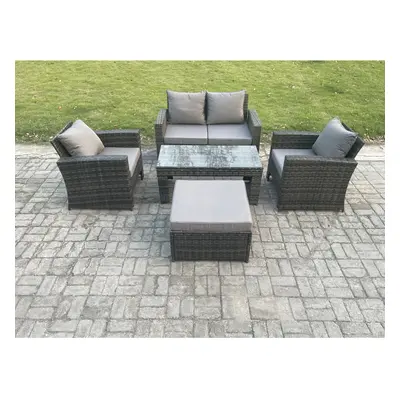 Fimous Outdoor Rattan Garden Furniture Set Seater Patio Lounge Sofa Set with Coffee Table Big Fo