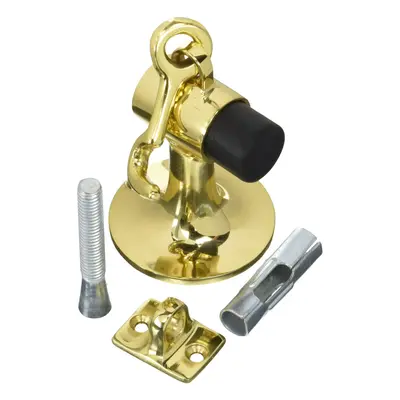 Ives FS446 3/4"" Height Cast Brass Floor Door Stop with Manual Hold-Open Hook Polished Brass