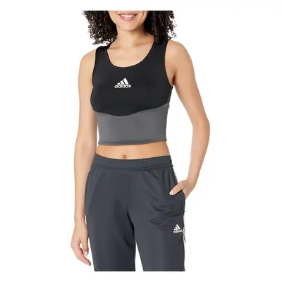 adidas Women's Colorblock 3-Stripes Crop Top Black/Grey/White Medium