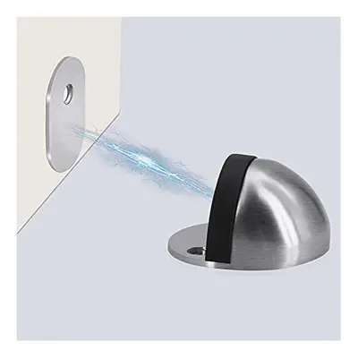 2 Pack Oval Stainless Steel Magnetic Floor Door Stops with Screws and Glues, Mounted or Self Adh