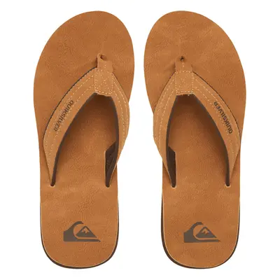 (10 UK, Tan) Quiksilver Mens Carver Nubuck Faux Leather Thongs Sandals Flip Flops