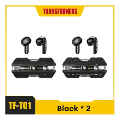 (Black 2) TF-T01 TWS Earphones Bluetooth 5.3 Wireless Earphone Low Latency HIFI