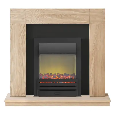 Adam Malmo Fireplace Suite in Oak with Eclipse Electric Fire in Black, Inch