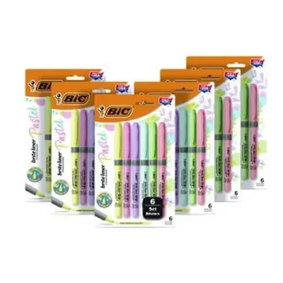 BIC BICGBLD36EAST Brite Liner Grip Pocket Chisel Tip Highlighter, Assorted Color - Pack of