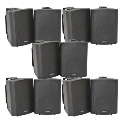 10x 90W Black Wall Mounted Stereo Speakers 5.25" 8Ohm Quality Home Audio Music