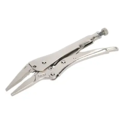 210mm Long Nose Locking Pliers - Deeply Serrated 60mm Jaws - Riveted Handle